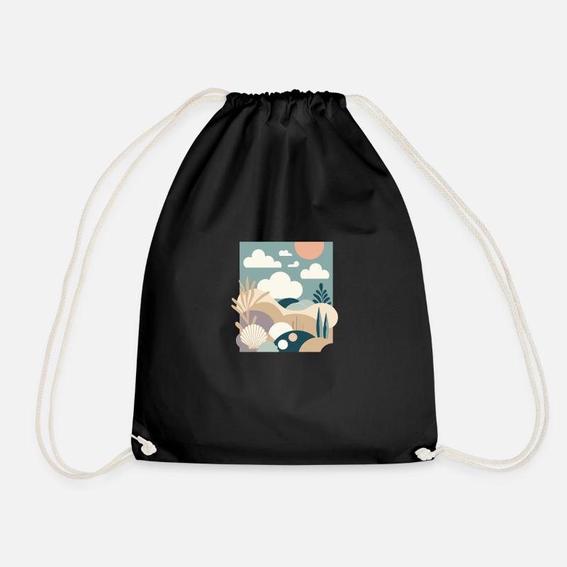 Motif pastel abstrait Nature plage coquillage - Sac de sport léger - noir