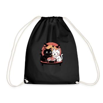 Sushi Cats au coucher du soleil – Japanese Sti - Sac de sport léger - noir - Devant