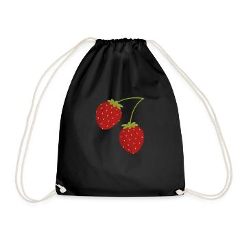 Strawberries - Drawstring Bag - black - Front