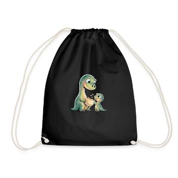 Dinosaurs with Baby Dinosaurs - Drawstring Bag - black - Front