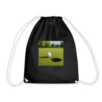 Golf -Golf ball on green - Drawstring Bag - black - Front