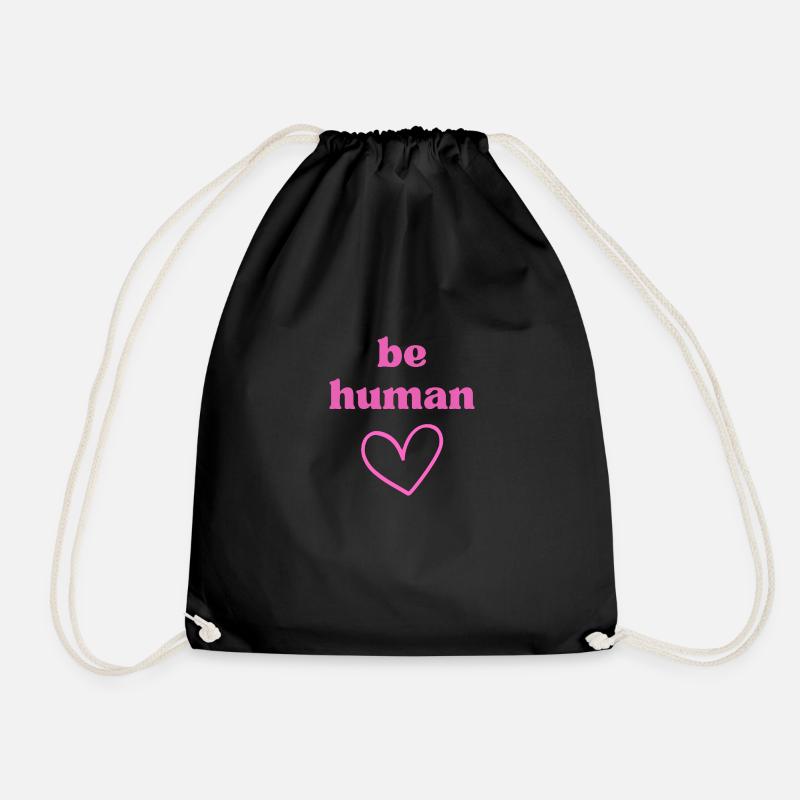 be human, heart, love, humanity - Turnbeutel - Schwarz