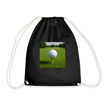 Sport - Golf, golf ball on tee - Drawstring Bag - black - Front