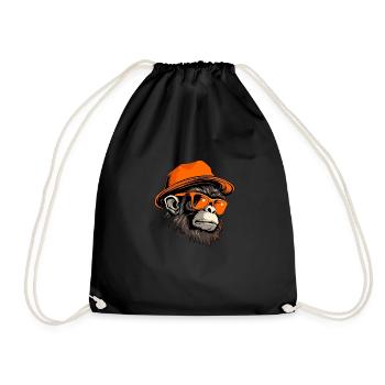 Cool Hip Hop Monkey – Streetwear Style Design - Drawstring Bag - black - Front