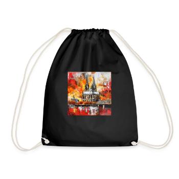 Cologne Cathedral City Skyline Rhine Bridge Ship Museu - Drawstring Bag - black - Front