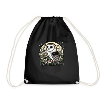 Vintage barn owl - Drawstring Bag - black - Front