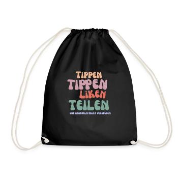 Tippen und liken - Turnbeutel - Schwarz - Vorne