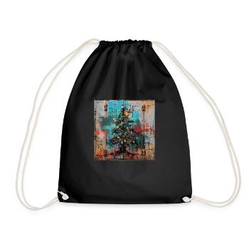 Graffiti Xmas Tree Rost Metall urban Containertür - Turnbeutel - Schwarz - Vorne