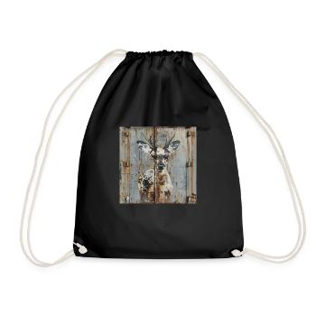 Graffiti Deer Rust Metal Urban Container Door - Drawstring Bag - black - Front