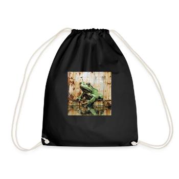 graffiti tree frog rust metal urban street art - Drawstring Bag - black - Front