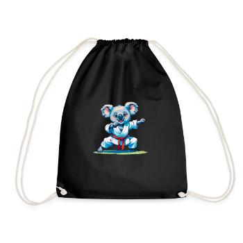 koala doing karate - Drawstring Bag - black - Front