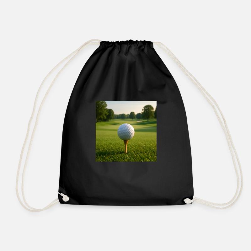 Sport - Golf, golf ball on tee - Drawstring Bag - black