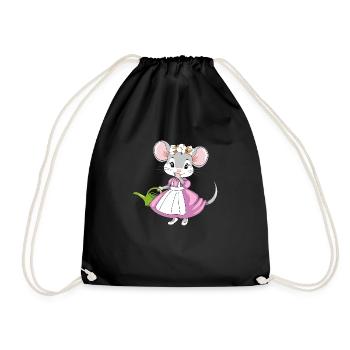 Petite dame souris timide avec un arrosoir de jardin - Sac de sport léger - noir - Devant