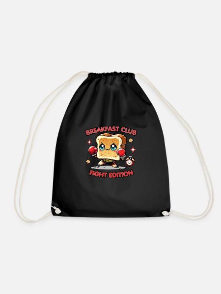Kawaii Toast Meme – Breakfast Club Fighter Edition - Turnbeutel - Schwarz