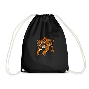 Tiger Traditional Tattoo Style - Drawstring Bag - black - Front