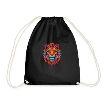 Majestic neon lion - Drawstring Bag - black - Front