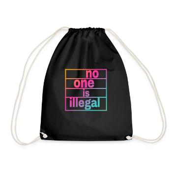 no human is illegal - The Original - Drawstring Bag - black - Front