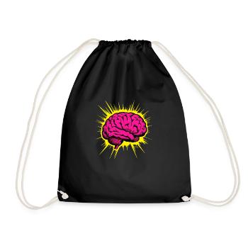Neon-Gehirn mit Denk-Energie. Mind Power! - Turnbeutel - Schwarz - Vorne