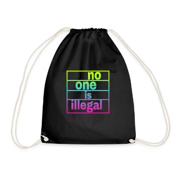 no human is illegal - The Original - Drawstring Bag - black - Front