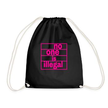 no human is illegal - The Original - Drawstring Bag - black - Front