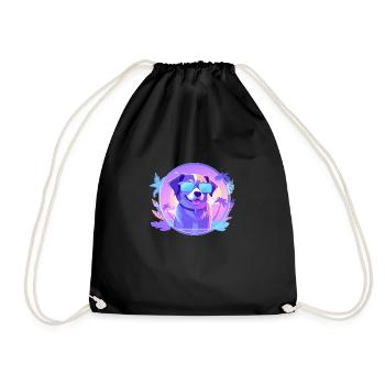 Coole Sommer-Vibes 80er Cyber Sonnenbrillen Hund - Turnbeutel - Schwarz - Vorne