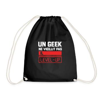 un geek ne vieillit pas il level up - Sac de sport léger - noir - Devant