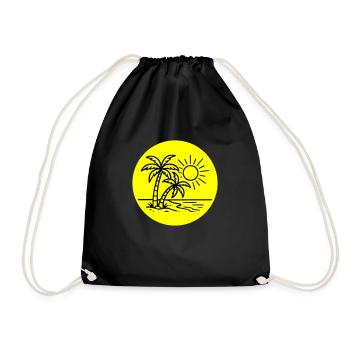 Island Palm Tree Symbol Holiday - Drawstring Bag - black - Front