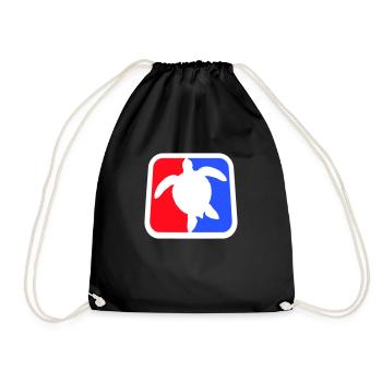Water turtle sport logo red blue icon cool - Drawstring Bag - black - Front