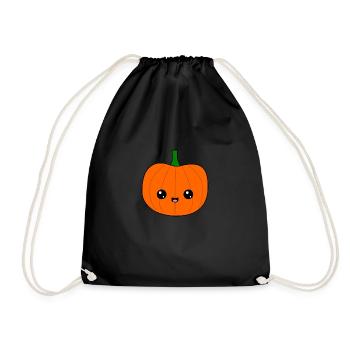 cute pumpkin - Drawstring Bag - black - Front