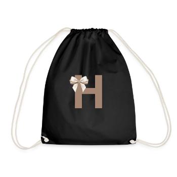 Letter H Knot - Drawstring Bag - black - Front