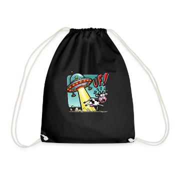 UFO cow - Drawstring Bag - black - Front