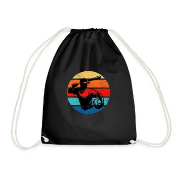 Retro Baseballspieler Vintage Sonnenuntergang Stil - Turnbeutel - Schwarz - Vorne