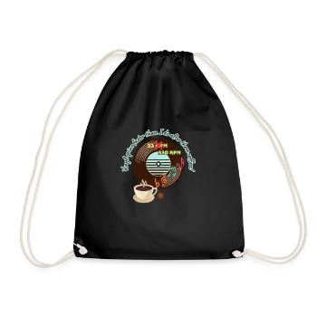 Music and Coffee Enthusiast Shirt - Quirky 'Vinyl. - Drawstring Bag - black - Front
