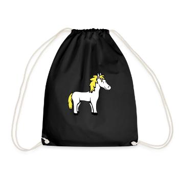 Pferd Süß Pony Fohlen Pferdemädchen Niedlich Comic - Turnbeutel - Schwarz - Vorne