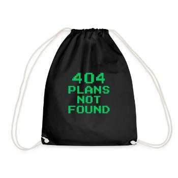 404 Plans Not Found | Retro Pixel Arcade Meme - Drawstring Bag - black - Front
