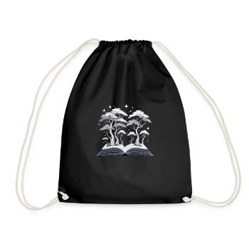 Magic Forest – Book with Trees - Drawstring Bag - black - Front