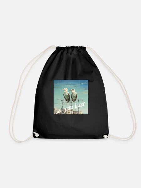See You later Lettering 2 Birds Pole Humor - Drawstring Bag - black