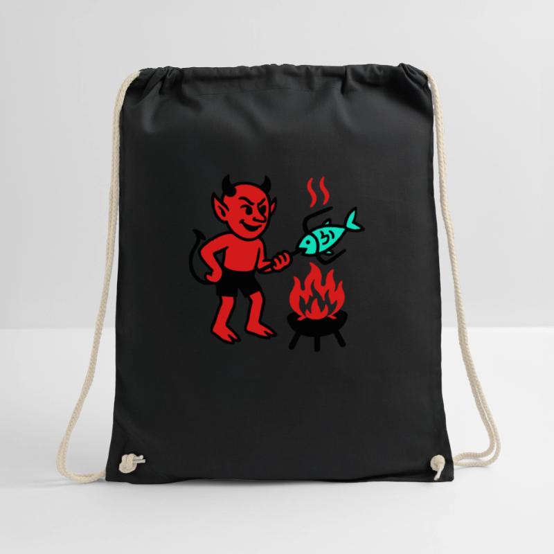 Devil with Fish Drawstring Bag