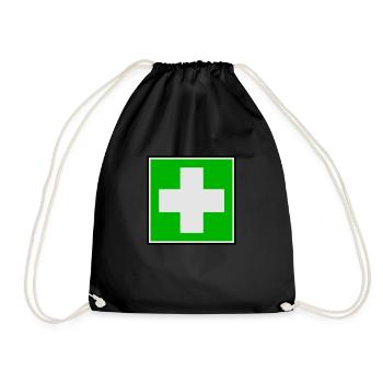 Erste-Hilfe-Kreuz - Turnbeutel - Schwarz - Vorne