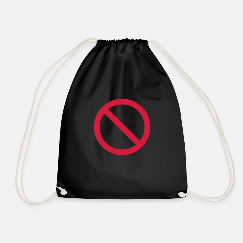 no - prohibited - banned - Drawstring Bag - black