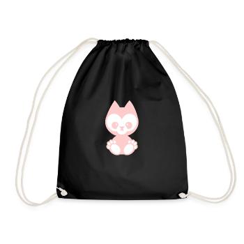 little animals - cat pink - Drawstring Bag - black - Front