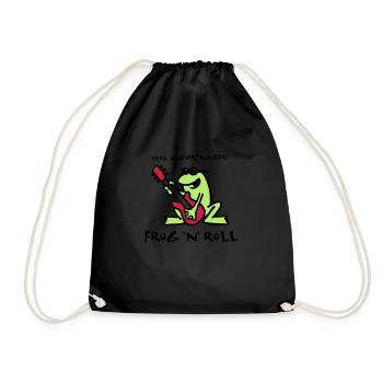 frog_n_roll_072011_d_3c - Drawstring Bag - black - Front