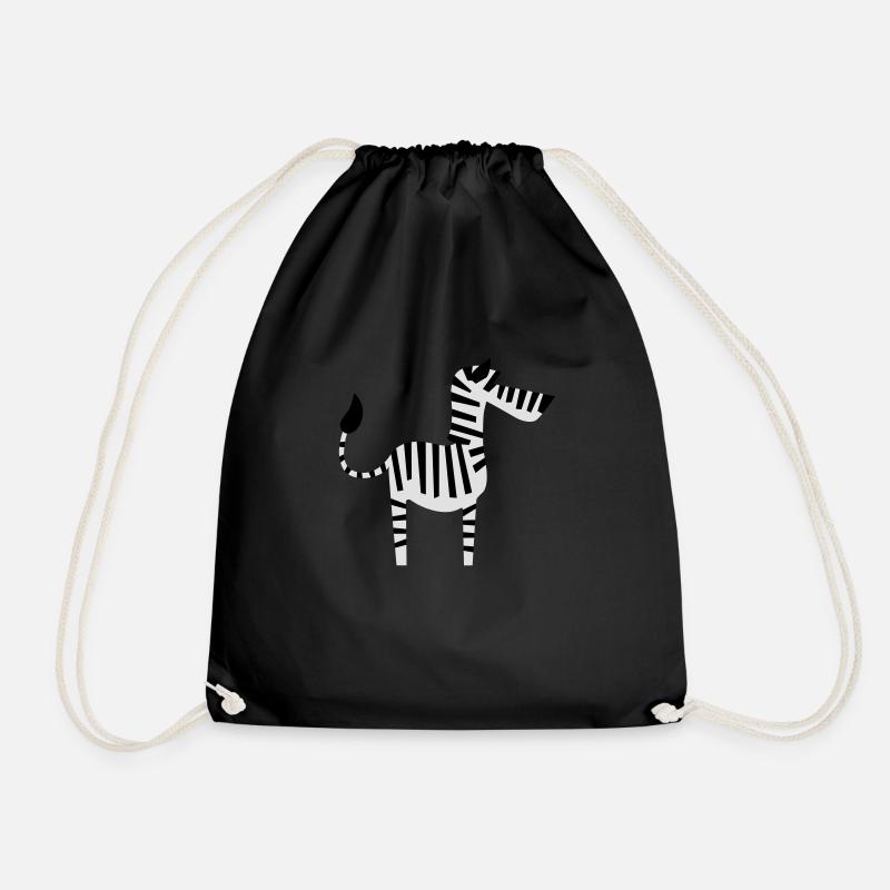 Stripy Zebra - Drawstring Bag - black