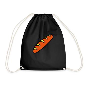 bread baguette baker food bakery - Drawstring Bag - black - Front