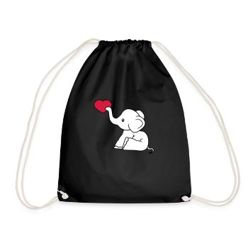 coeur amour donner l'amour amoureux elephant assis sweet - Sac de sport léger - noir - Devant