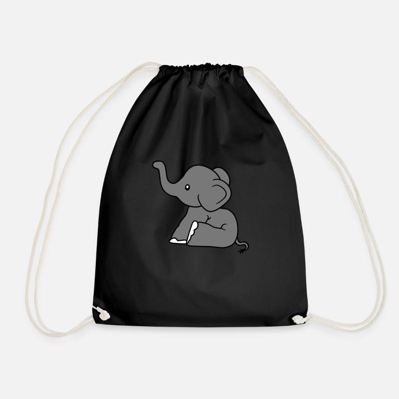 elefant sitzend suess kalb klein kind baby clipart - Turnbeutel - Schwarz