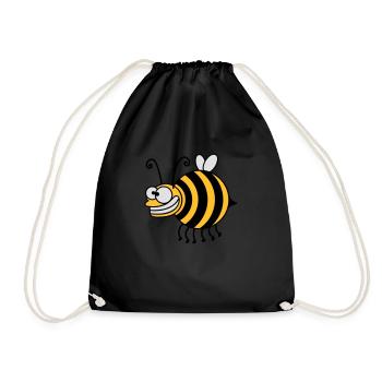 Funny thickness crazy bee - Drawstring Bag - black - Front