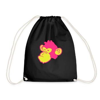 Cool monkey head - Drawstring Bag - black - Front
