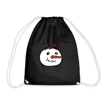 schneemann gesicht kopf cool winter weihnachten ka - Turnbeutel - Schwarz - Vorne