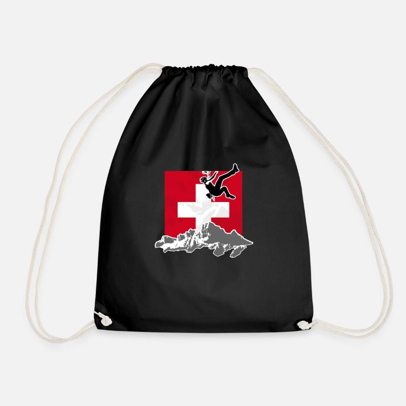 Climbing - Moutains & Swiss Flag - Turnbeutel - Schwarz